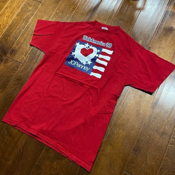 Vintage Walk America 1998 JCPenney Red White Blue T-Shirt Size Large - Picture 2 of 8
